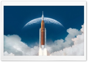 Space Shuttle Launch Moon