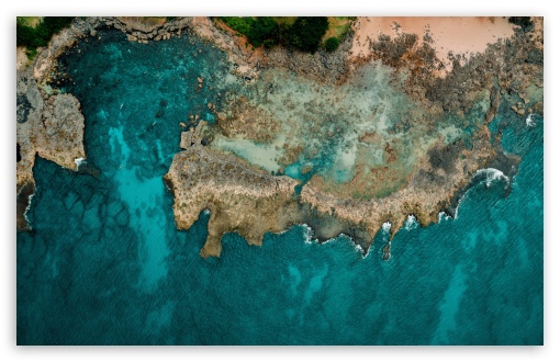 Download Pacific Ocean Shore Aerial View UltraHD Wallpaper