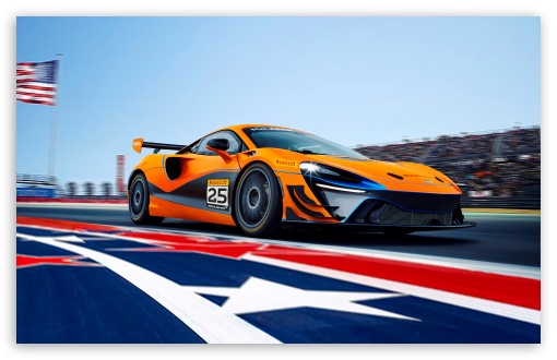 Download Orange McLaren Artura GT4 Race Car UltraHD Wallpaper