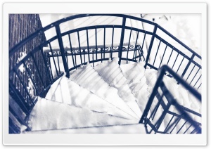 Snowy Spiral Stairs