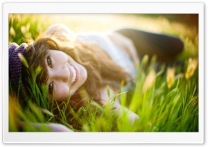 Girl Lying On Grass