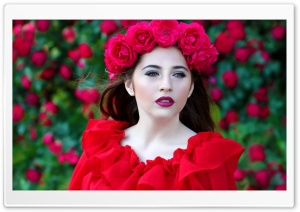 Woman in Red Dress, Red Roses...