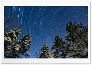 Winter, Night, Star Trail,...