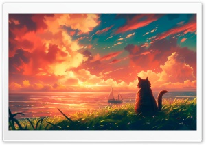 Cat, Sunset