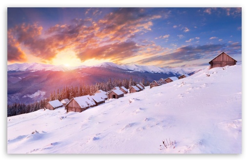 Download Mountain Chalets, Winter UltraHD Wallpaper