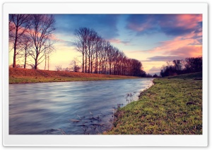 Countryside Stream At Sunset