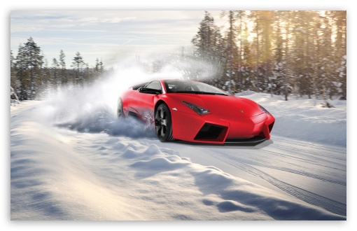 Download Lamborghini Drifting In Snow UltraHD Wallpaper