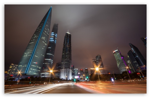 Download Shanghai Night Traffic UltraHD Wallpaper