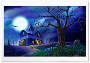 Spooky House Bats Cat Night...