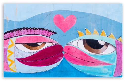 Download Fish, Kiss, Love, Graffiti UltraHD Wallpaper