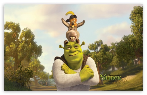 Download Shrek, Puss And Donkey UltraHD Wallpaper