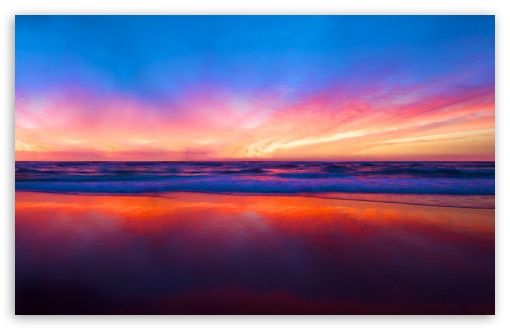 Download Sunset Beach Reflection UltraHD Wallpaper