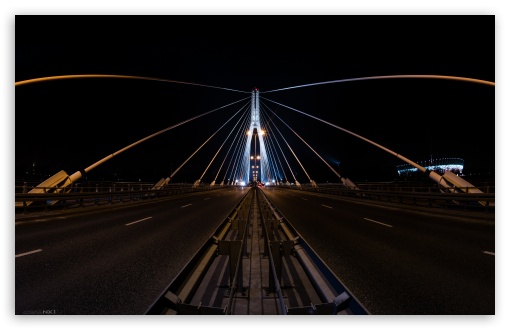 Download Swietokrzyski Bridge at Night, Poland UltraHD Wallpaper