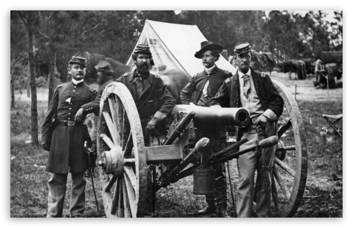 Download Officers And Cannon   Vintage Photography UltraHD Wallpaper