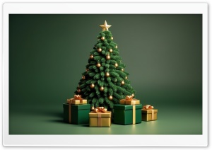 Green Christmas Tree and Gifts