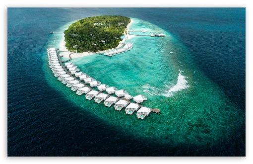Download Maldives Island Resort Aerial View UltraHD Wallpaper