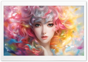 Colorful Hair Girl Artwork