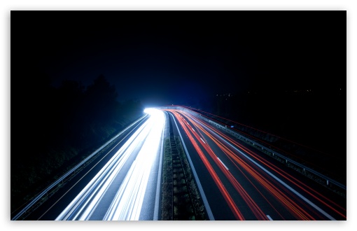 Download Highway Light Trails At Night UltraHD Wallpaper