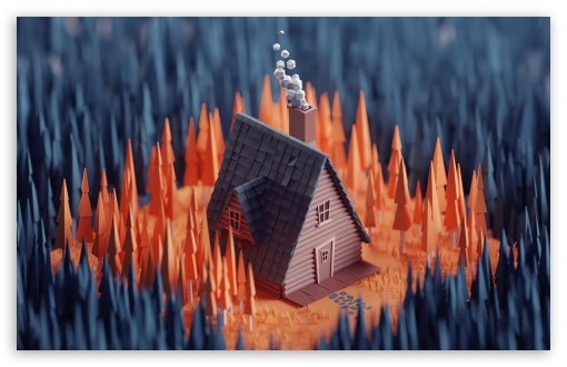 Download House, Forest 3D UltraHD Wallpaper