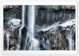 Waterfall In Winter Time