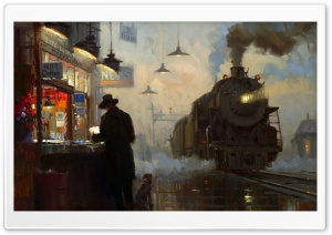 Train Station Painting