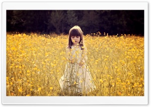 Cute Child In A Flower Field