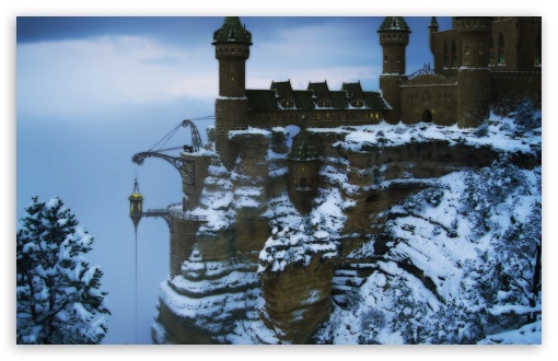 Download Castle On The Mountain Winter UltraHD Wallpaper