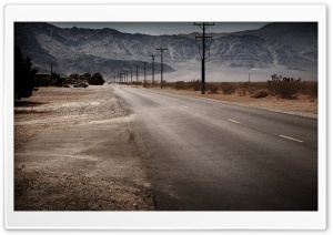 Desert Road And Mountains