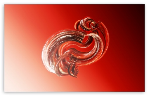 Download 3D Glass Art, Red Background UltraHD Wallpaper