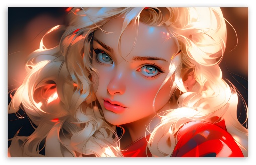Download Beautiful Blonde Girl with Big Blue Eyes... UltraHD Wallpaper