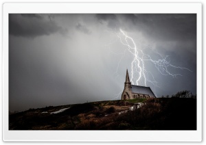 Church Night Storm Lightning