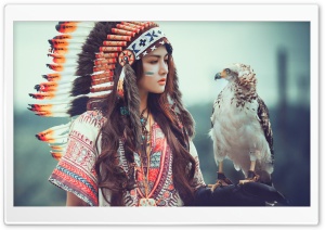 Native American Girl with Eagle