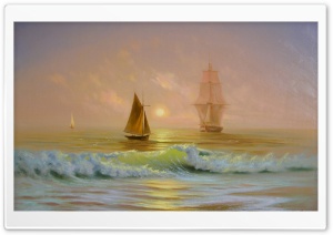 Ships On The Ocean Painting