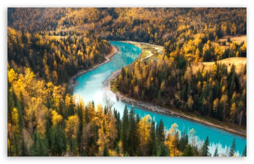Download Blue River, Autumn UltraHD Wallpaper