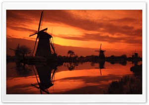 Evening Sky And Windmills