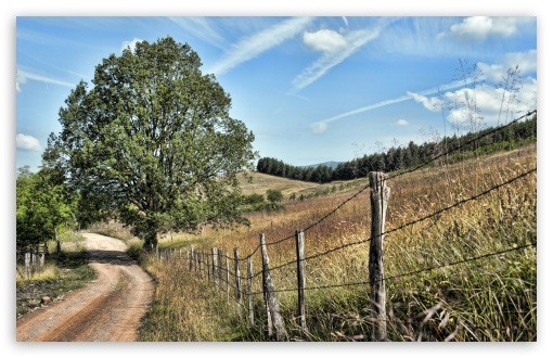 Download Fence Along A Country Road UltraHD Wallpaper
