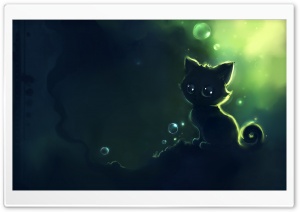 Lonely Black Kitty Painting