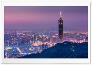 Taipei 101 At Night Panoramic...