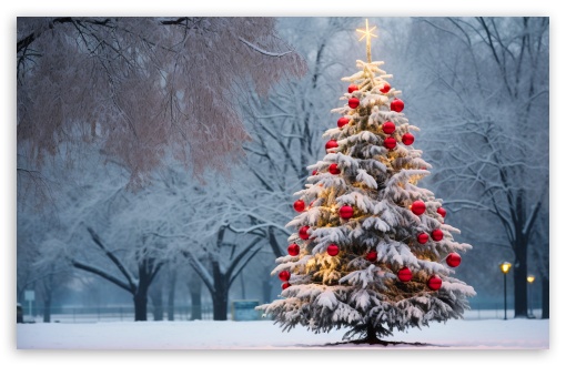 Download Christmas Tree in the Park UltraHD Wallpaper