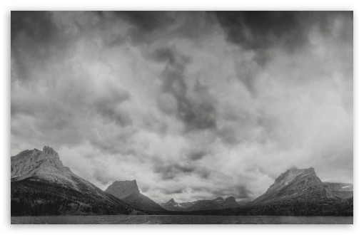 Download Saint Mary Lake Black and White UltraHD Wallpaper