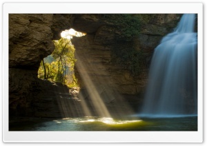 Limestone Cave And Waterfall,...