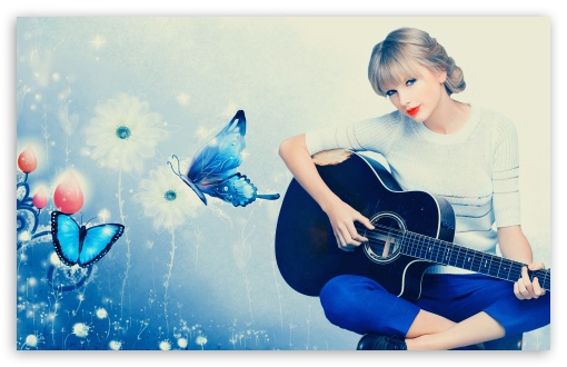 Download Taylor Swift Playing Guitar UltraHD Wallpaper
