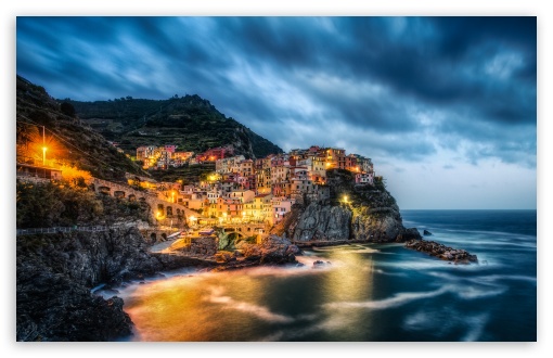 Download Manarola, Cinque Terre, Italy, Ligurian Sea UltraHD Wallpaper