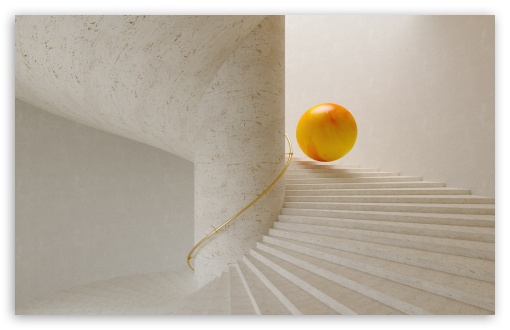 Download Sphere Rolling Down The Stairs UltraHD Wallpaper