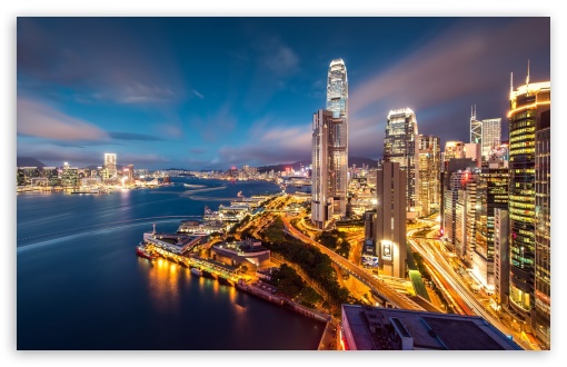 Download Hong Kong Harbour Night Lights UltraHD Wallpaper