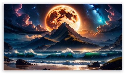 Download Moonlight Over Ocean UltraHD Wallpaper