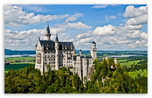 Download Castle Neuschwanstein as seen from Marienbrucke UltraHD Wallpaper