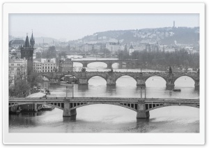 Prague Bridges Black and White