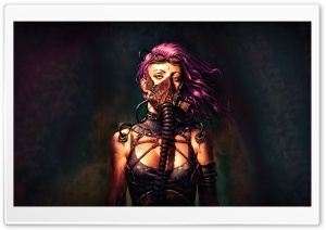 Steampunk Art Purple Hair Woman