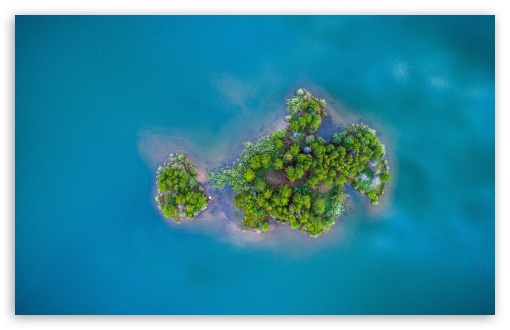 Download Tiny Island, Blue Water Aerial View Photography UltraHD Wallpaper